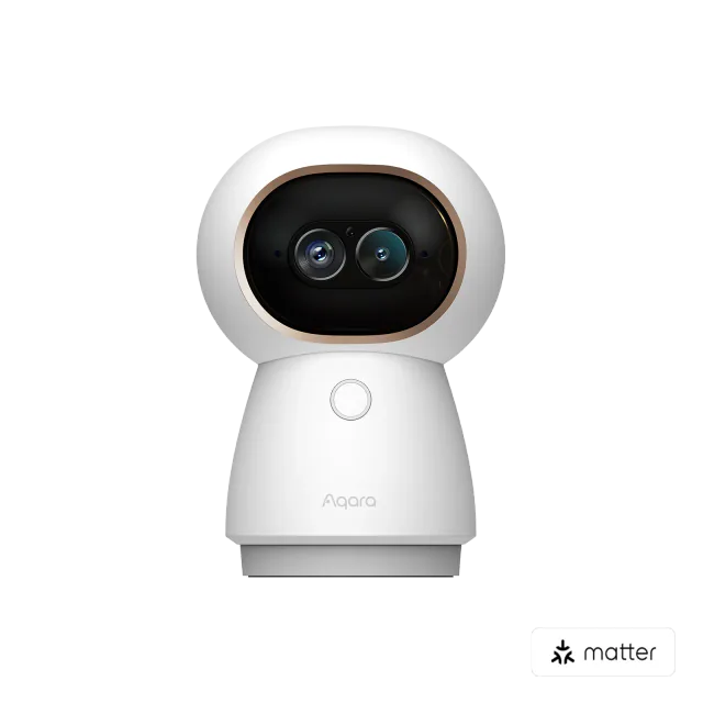 White Aqara Camera Hub G350 with wide-angle and telephoto lenses
