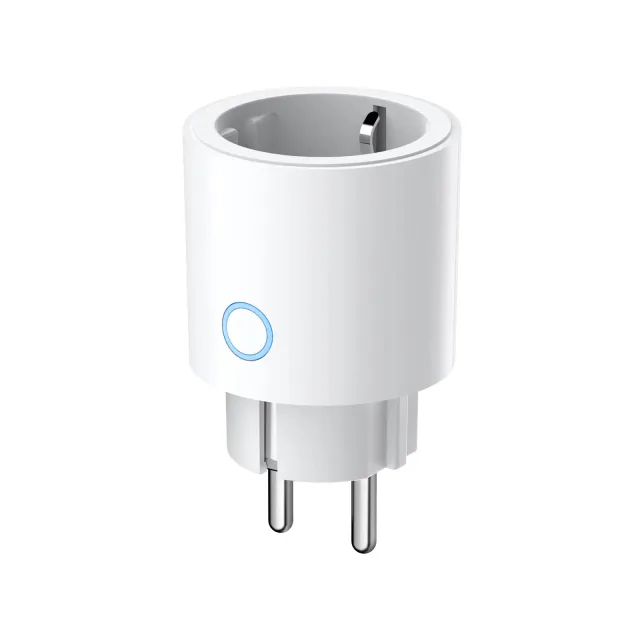White Aqara Power Plug H2 EU with recessed Type F socket and blue-ringed button