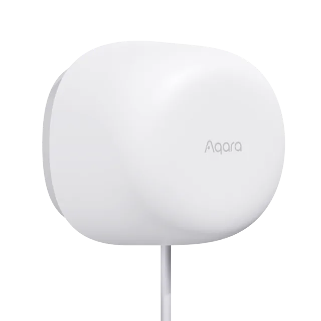 White Aqara Presence Sensor FP1E on its adjustable magnetic mount