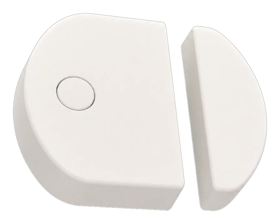 White arre Contact Sensor and magnet shown side by side