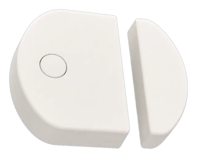 White arre Contact Sensor and magnet shown side by side