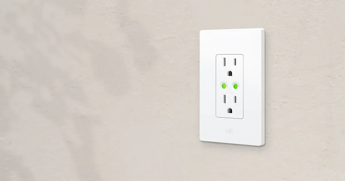White Eve Energy Outlet with two grounded receptacles and separate green control buttons