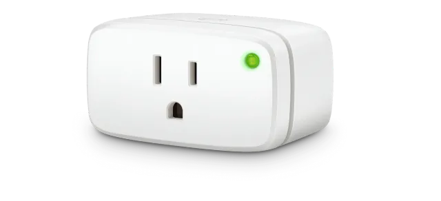 US and Canada Eve Energy plug with a single grounded socket and green control button