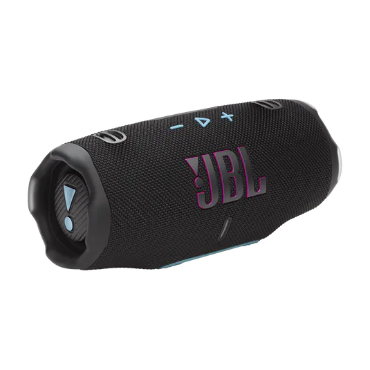 Black JBL Charge 6 portable Bluetooth speaker