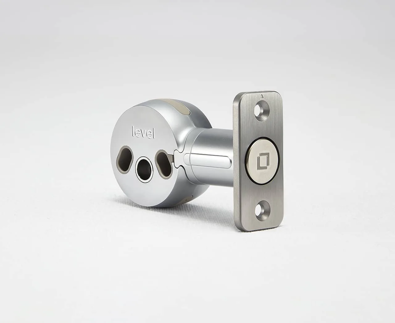 Level Bolt Matter retrofit deadbolt motor and bolt in satin nickel