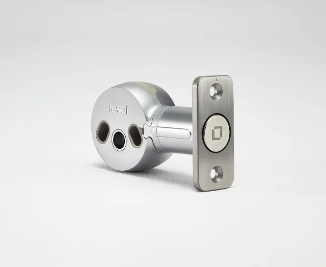 Level Bolt Matter retrofit deadbolt motor and bolt in satin nickel