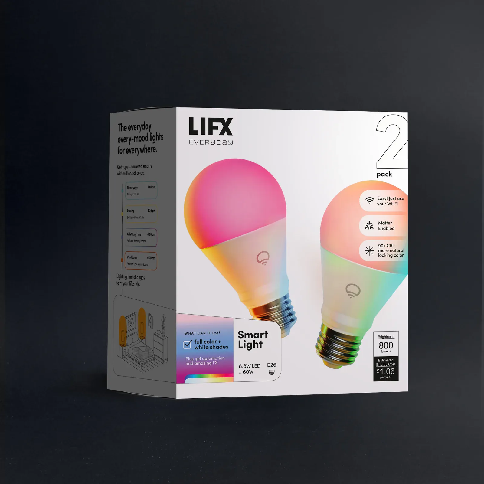 LIFX Everyday A19 Matter Wi-Fi smart bulb 2-pack