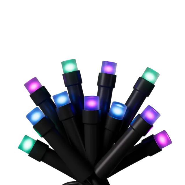Nanoleaf Smart Holiday String Lights with black wire and multicolor LED capsules