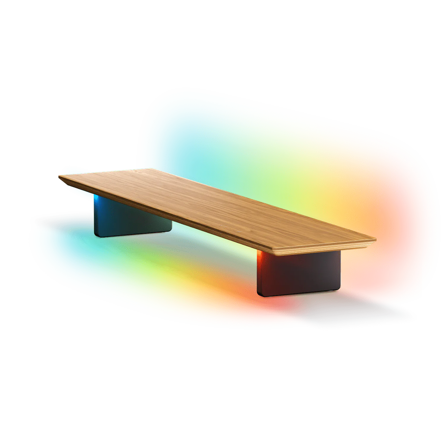 Nanoleaf x FANTAQI Smart LED Monitor Stand with its task light and RGB backlight illuminated