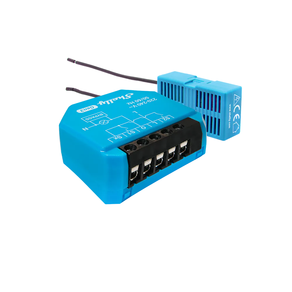 Cyan Shelly 1L Gen3 single-output relay with its separate wired bypass