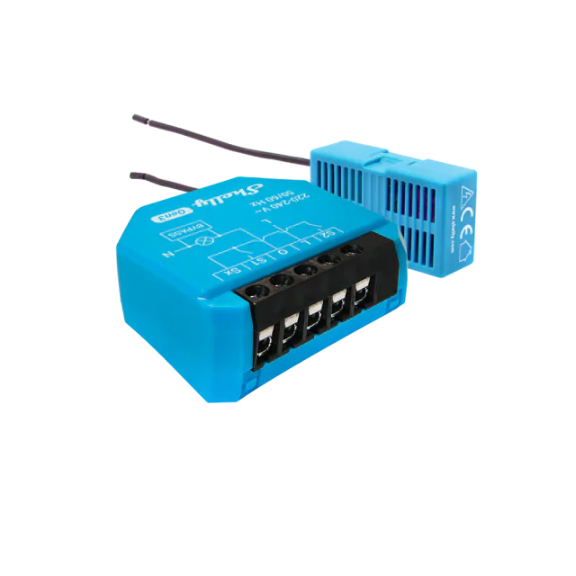 Cyan Shelly 1L Gen3 single-output relay with its separate wired bypass