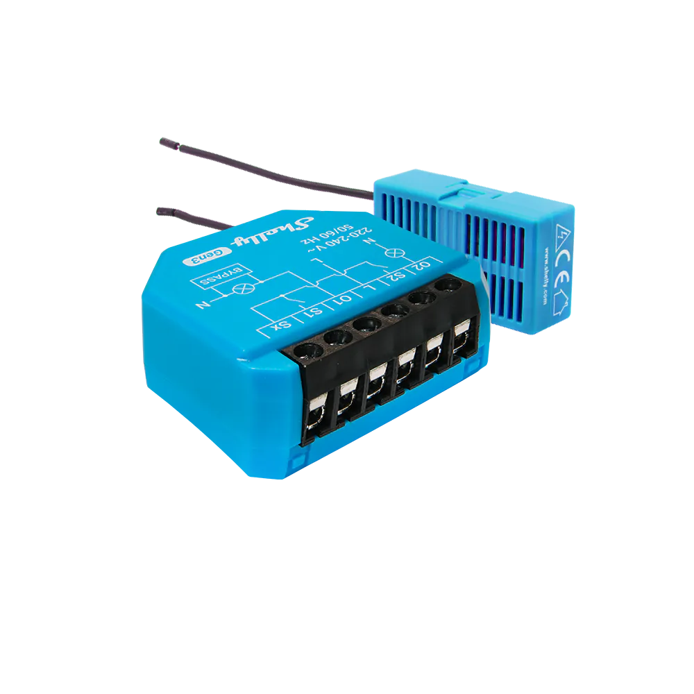 Cyan Shelly 2L Gen3 two-output relay with its separate wired bypass