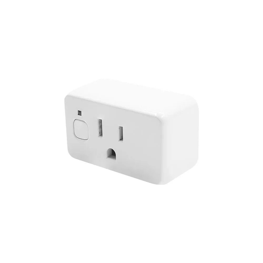 White Shelly Plug US Gen4 with a grounded US outlet, front control button and small light sensor
