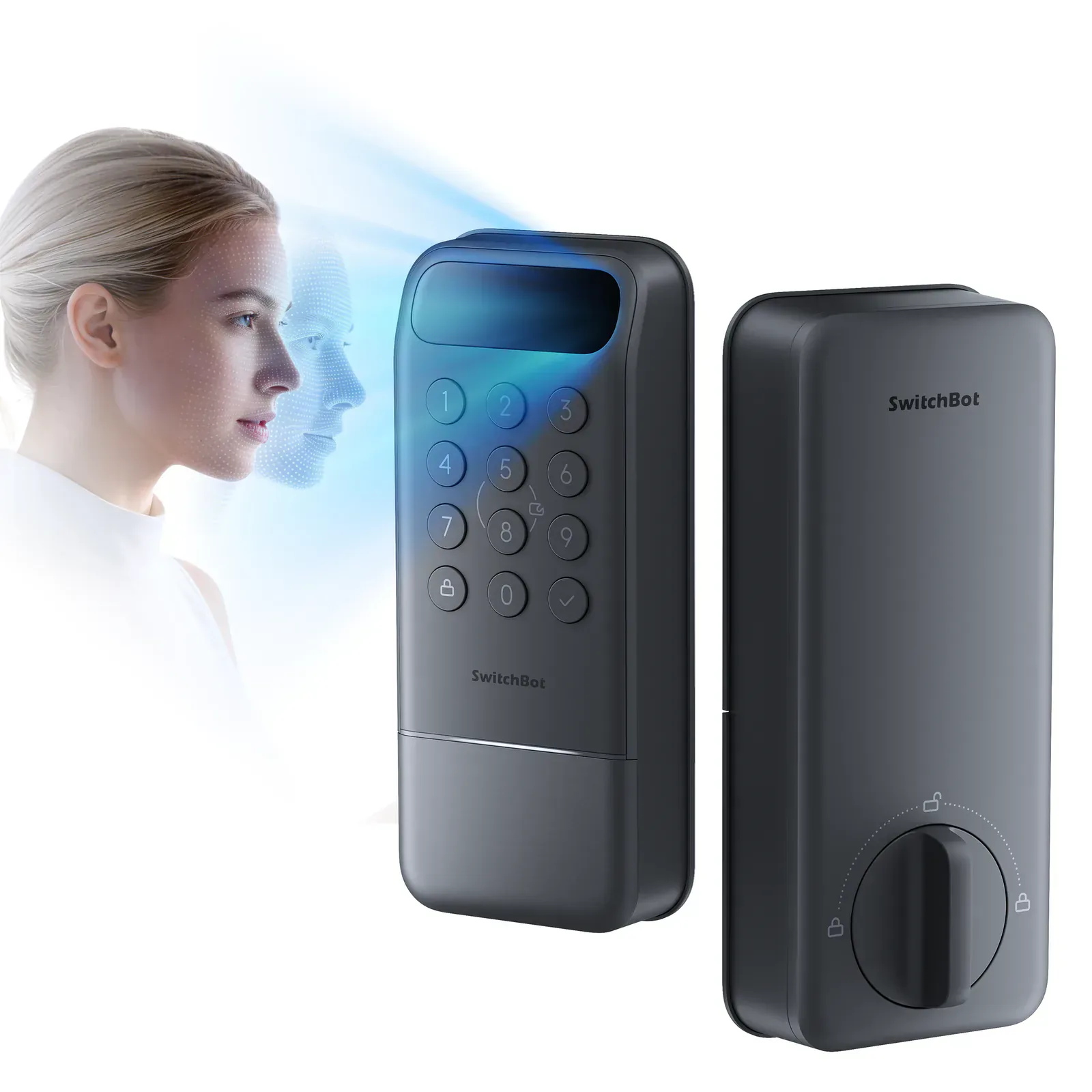 SwitchBot Lock Vision deadbolt with face scanner and numeric keypad