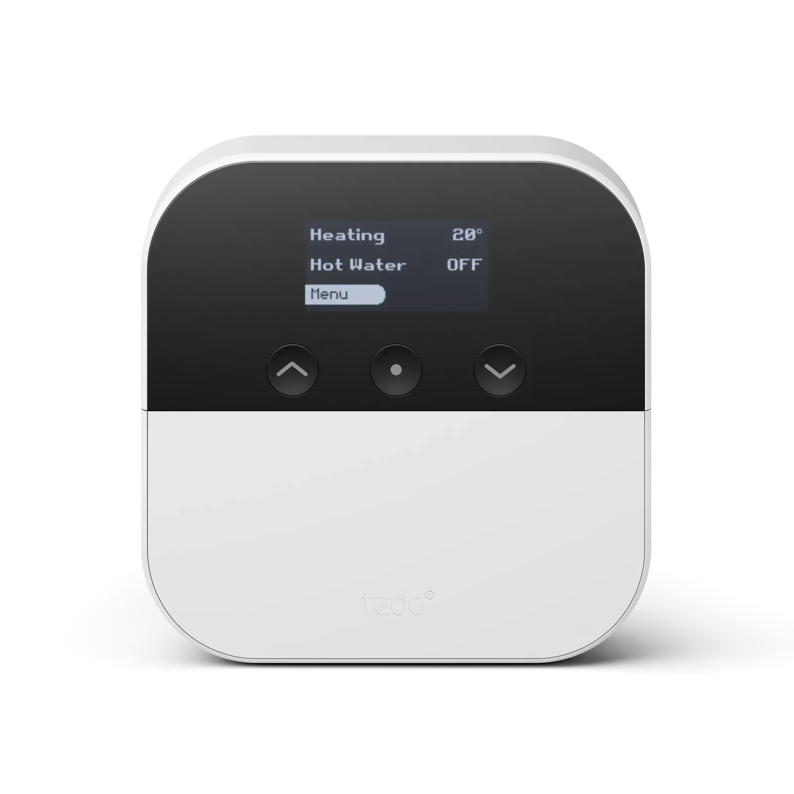 Tado Heat Pump Optimizer X with a black display above its white lower housing