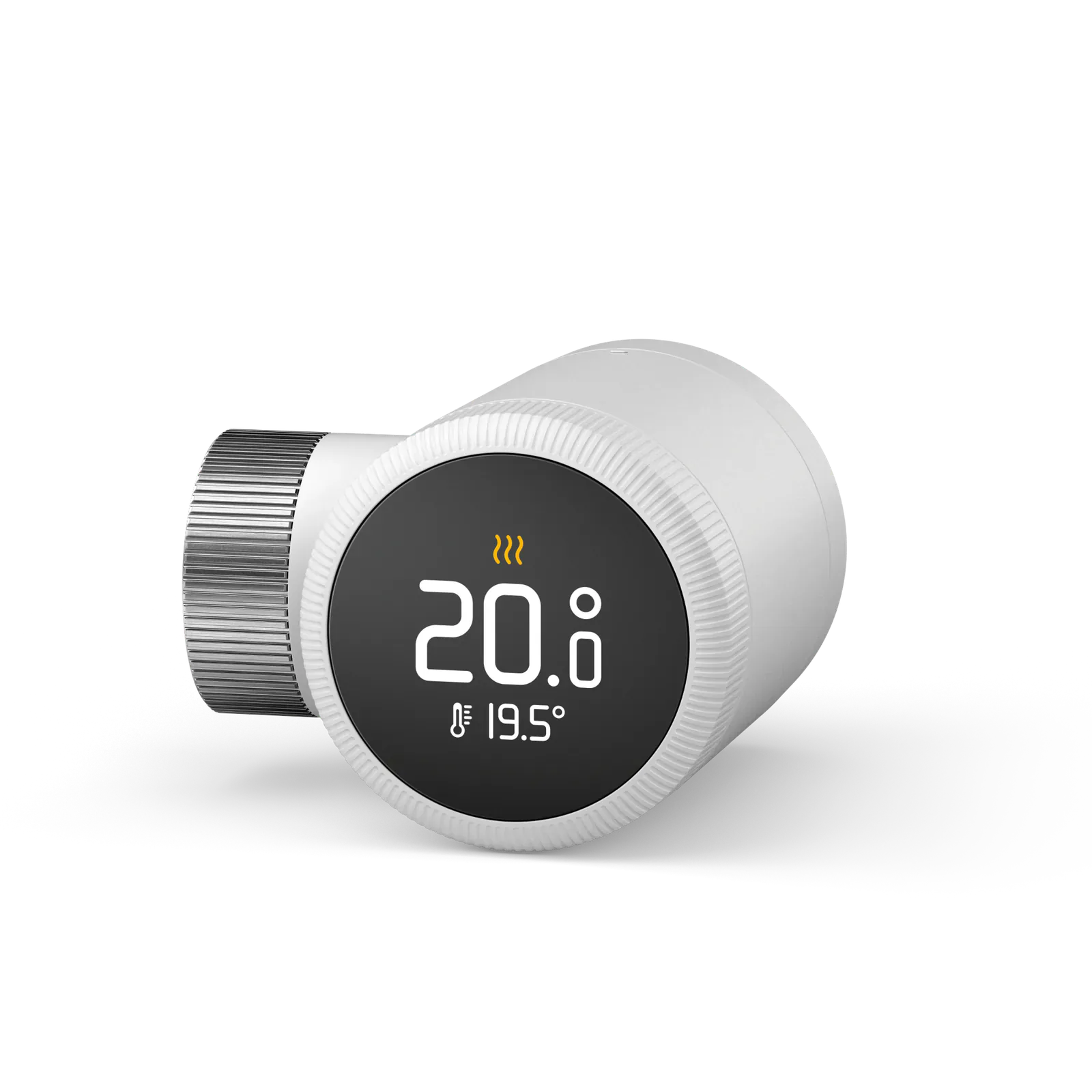 Tado Smart Radiator Thermostat X VA04 with a round temperature display and metal mounting nut