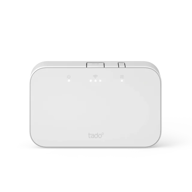 White European Tado Wireless Receiver X TR04 with a single heating-control button