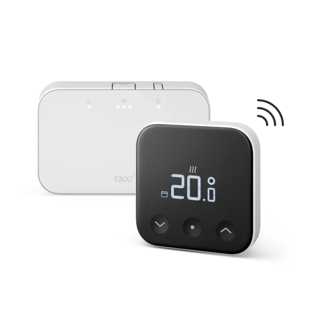 First-generation EU Tado wireless kit with the white TR04 receiver and black-front SU04 room controller