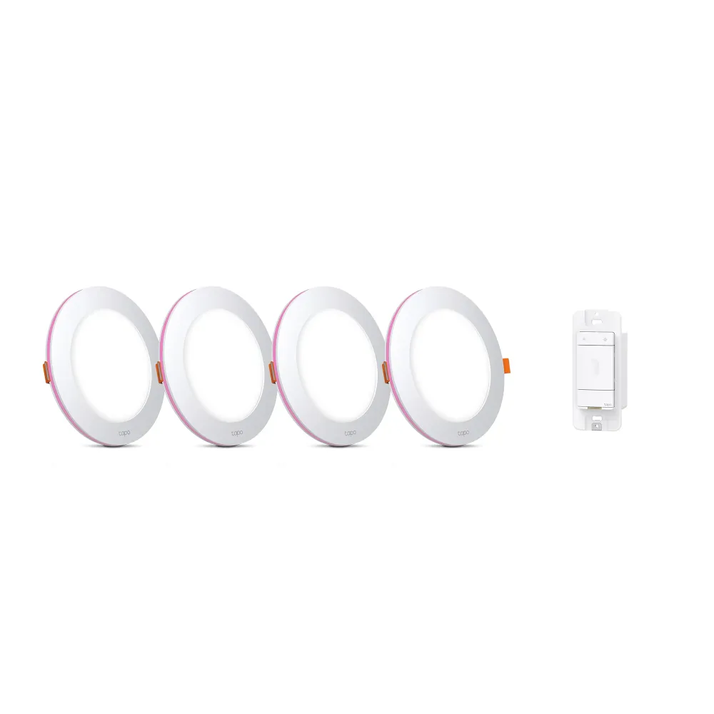Four Tapo L730-6 recessed downlights and the included S310D Mate Switch