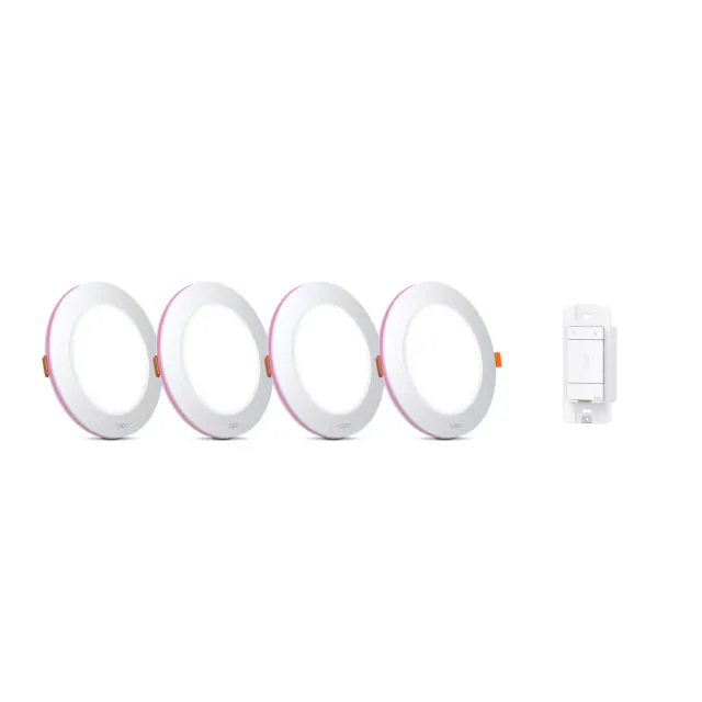Four Tapo L730-6 recessed downlights and the included S310D Mate Switch