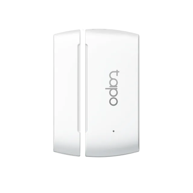 White Tapo T110 contact sensor and magnet aligned side by side