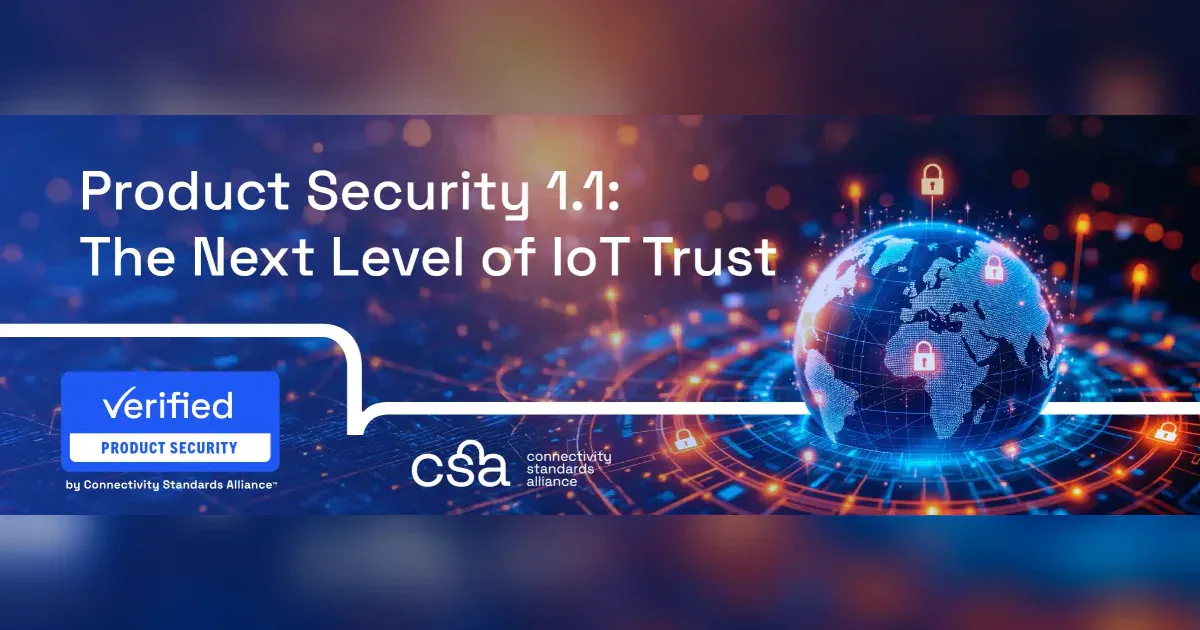 CSA Product Security 1.1 graphic with verified product security badge