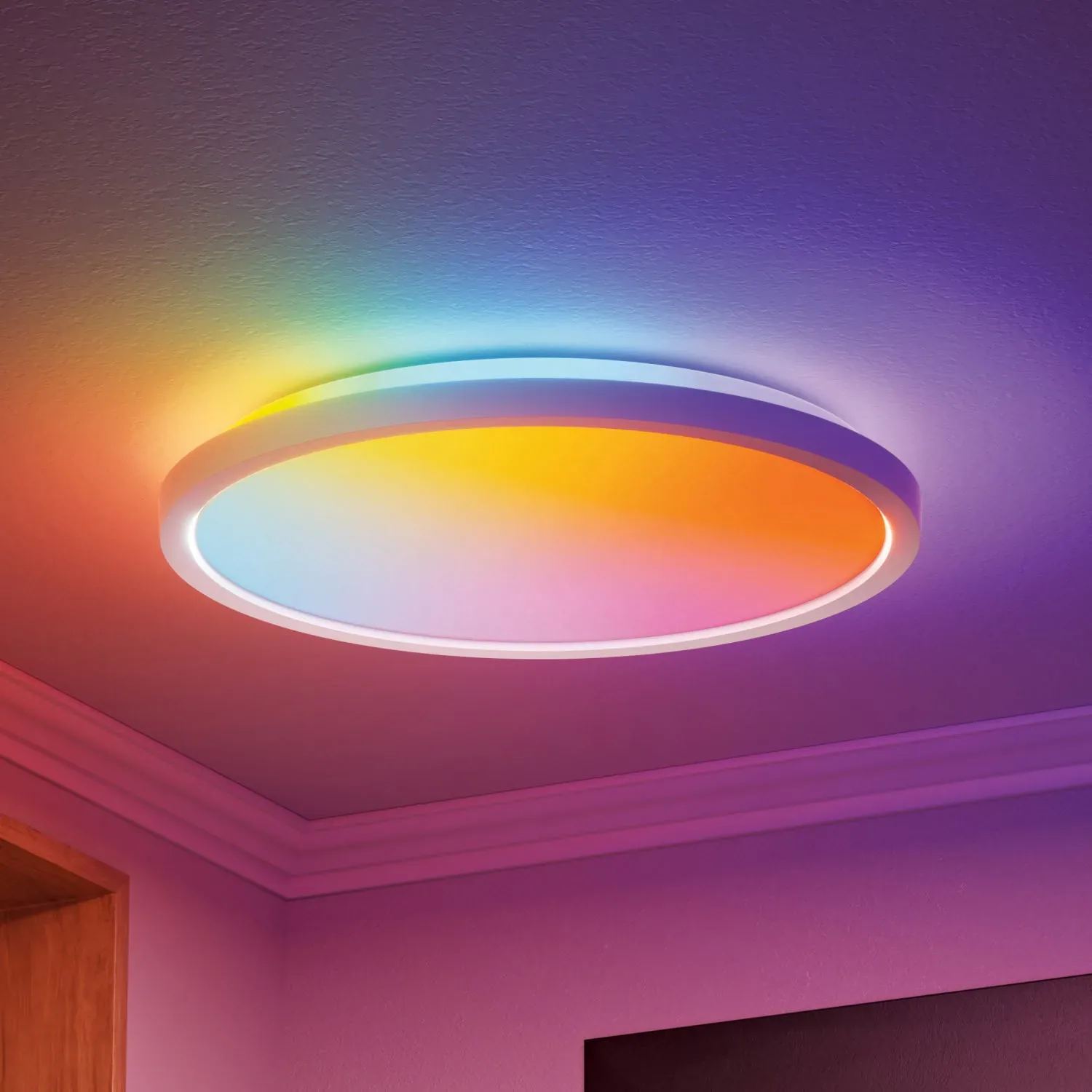 Nanoleaf Smart Multicolor Ceiling Light installed in a living room
