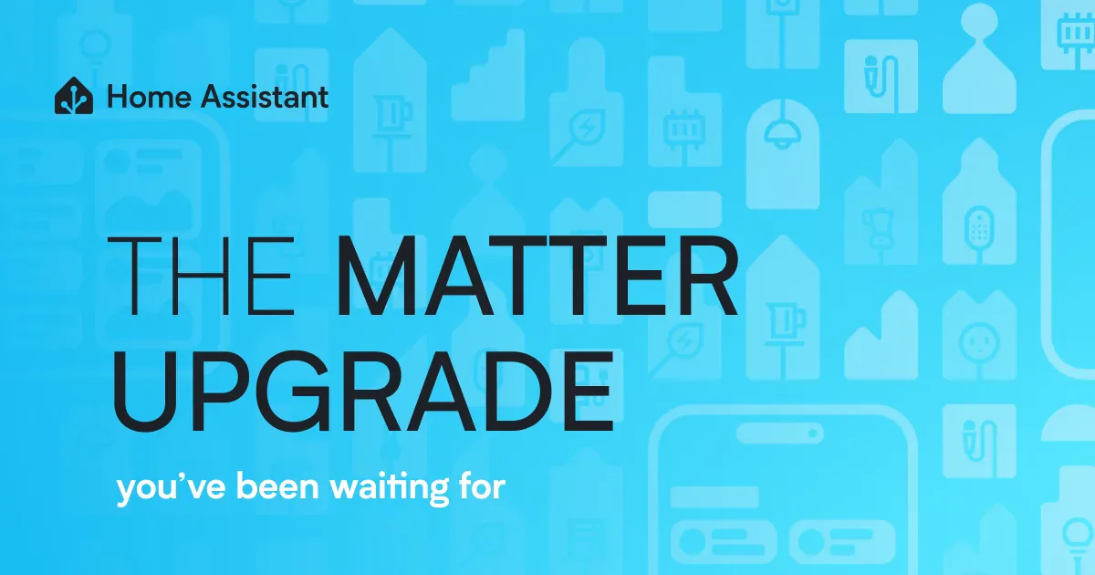 Home Assistant Matter upgrade artwork with smart home device icons