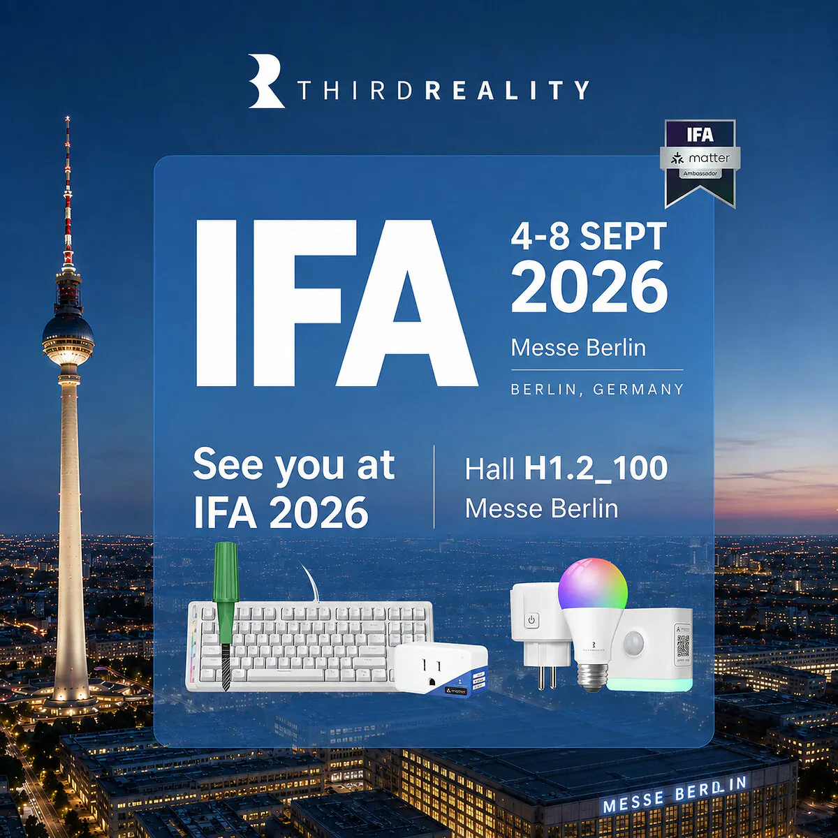 ThirdReality IFA 2026 graphic with Matter branding and smart home devices