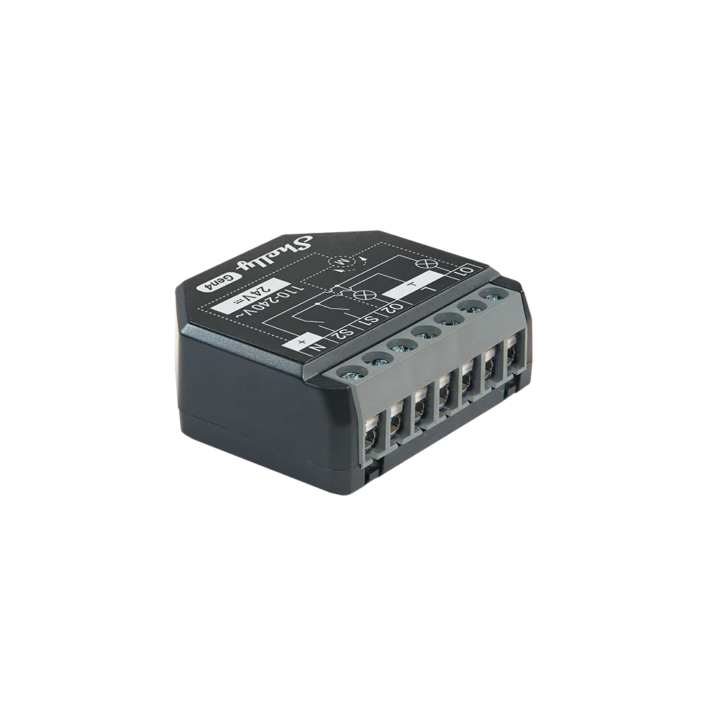 Shelly 2PM Gen4 relay with grey terminals and the Gen4 label